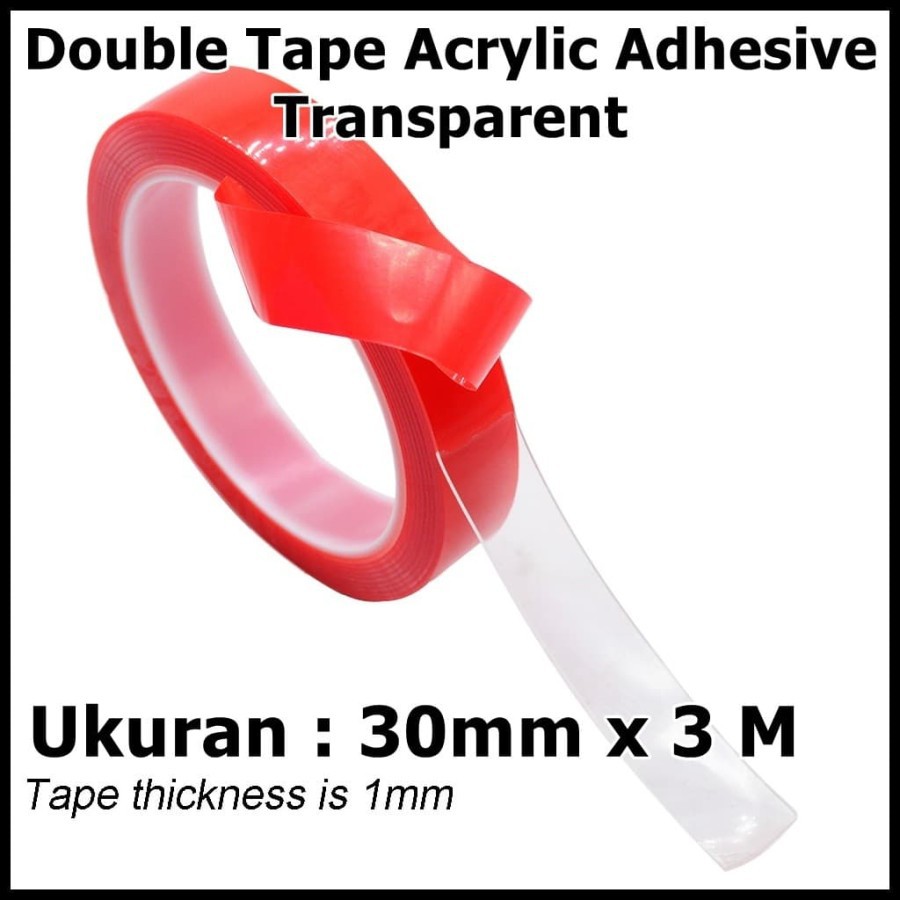 Perekat Double Tape Acrylic Adhesive Transparent Sticker 30mm x 3M