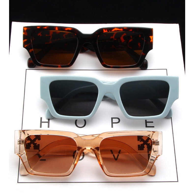 Ready Stock Square Kacamata Hitam Wanita Personality Snowflake Decorative Glasses Men and Women