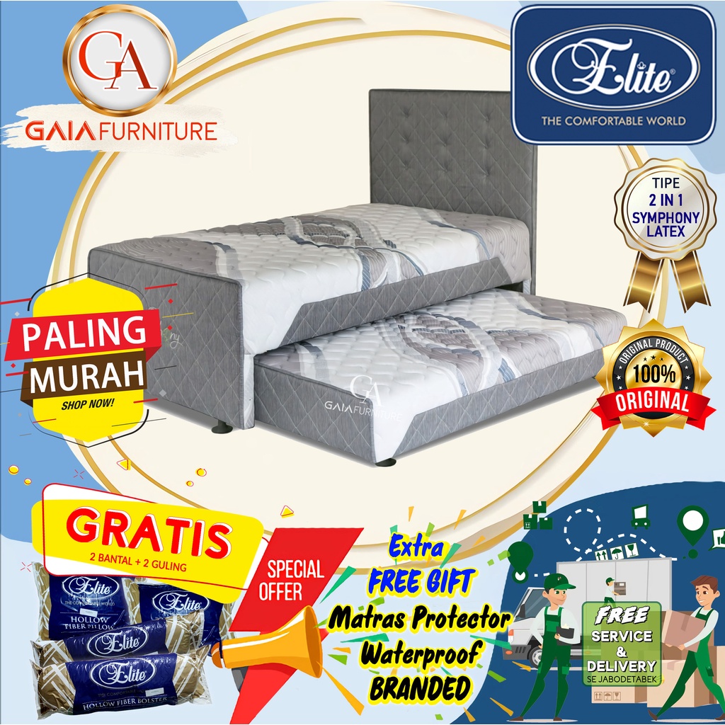 2IN1 SYMPHONY LATEX Elite Kasur Springbed 120x200 Matras Elite ORIGINAL FULL SET