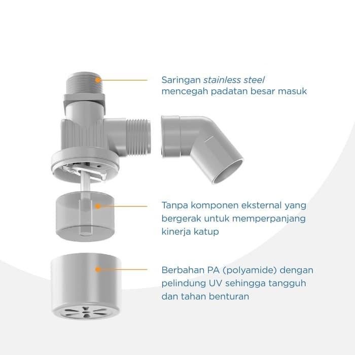 Pelampung Toren Otomatis Penguin 1 inch Vertikal-Keran Otomatis Tangki Air Auto Hidroponic Water Tank Otovalv