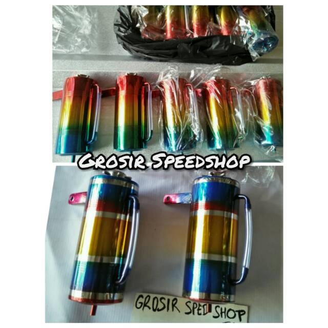 Variasi tabung botol wadah olsam oli samping pelangi rainbow Ninja 2tak RR R & air radiator vixion