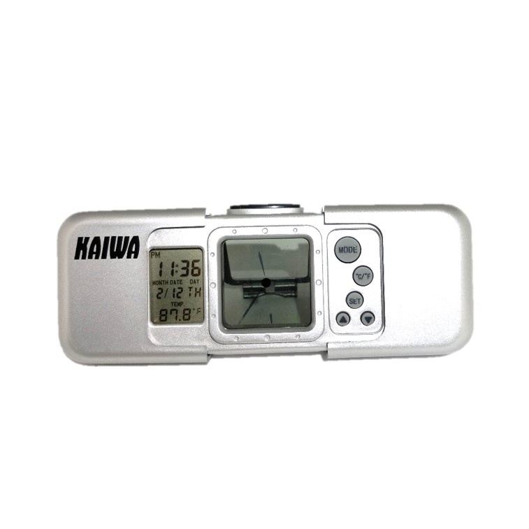 Jam Digital 2 Layar LCD Digital Mini Alarm Clock Murah Warna SIlver Dengan Kalender Free Baterai