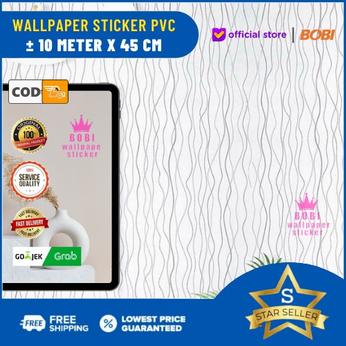 Wallpaper Dinding Garis Gelombang - Wallpaper Sticker PVC ± 9 meter x 45 cm