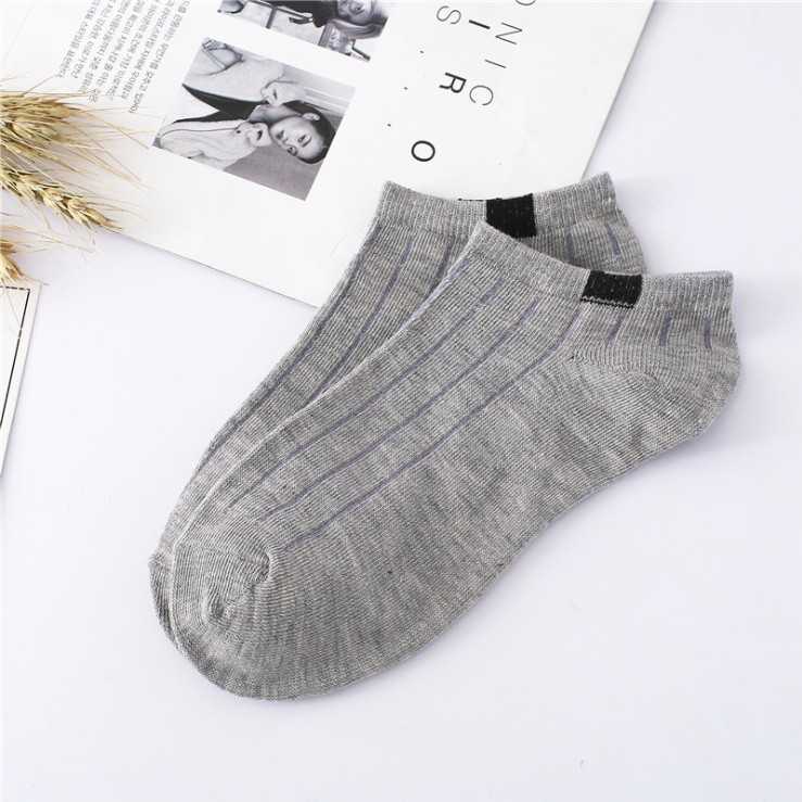 HaiWai COD Kaos Kaki Ankle Murah Semata Kaki Motif Garis Fashion Pria Wanita Import U16-LIGHT GREY