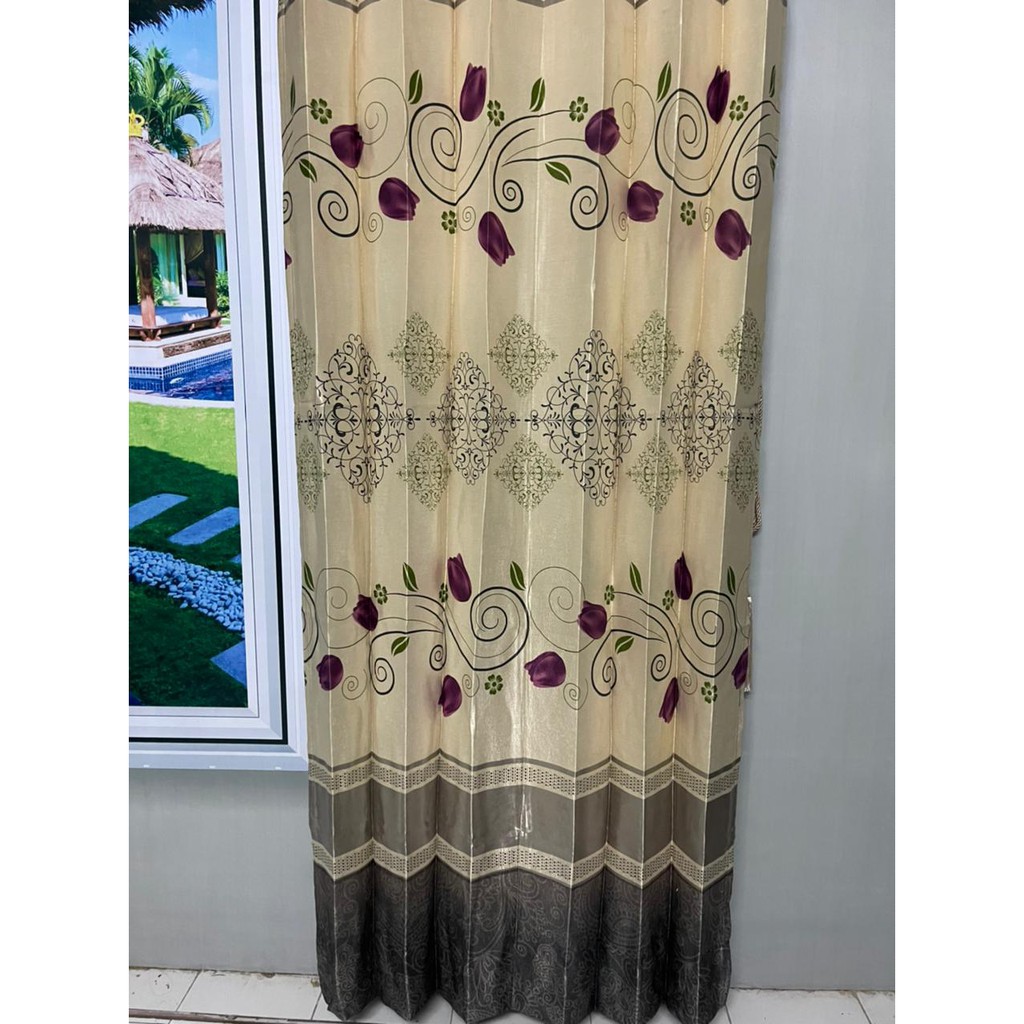 Gorden Blackout Isabela P 250cm L 100cm -Tirai Pintu Motif Bunga Cantik -Interior Ruang Tamu Lengkap