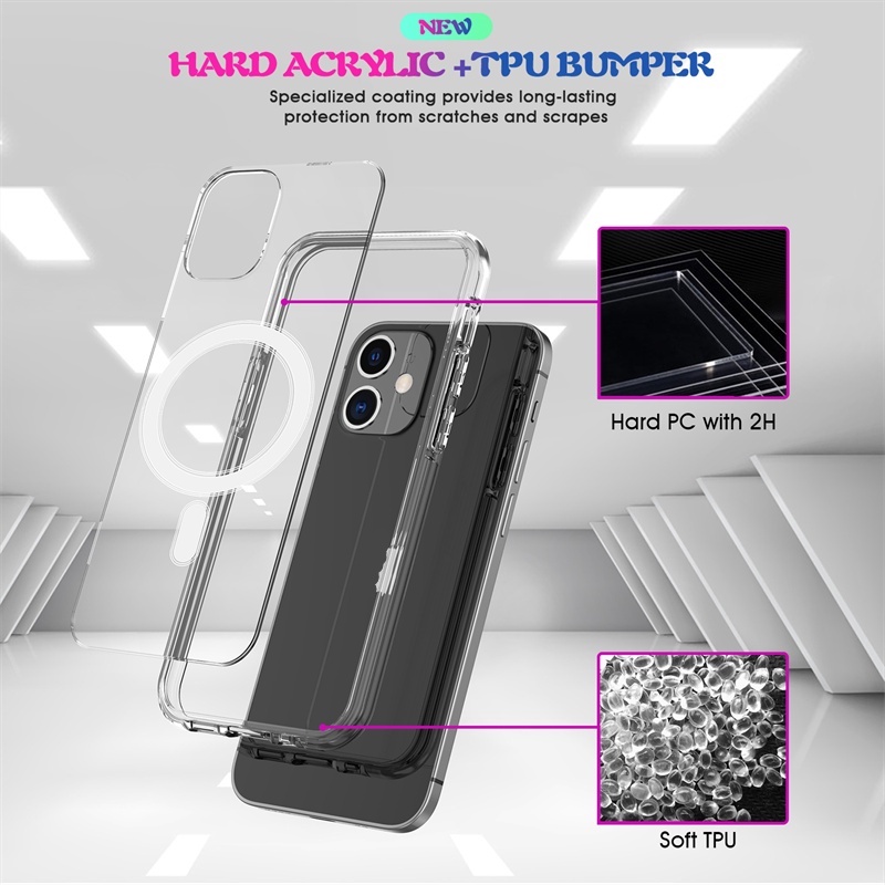 Case Bahan Akrilik Transparan Dengan Magnet Untuk Iphone 11 12 13 14 Pro Max Plus X Xs Max Xr 12 13 Mini