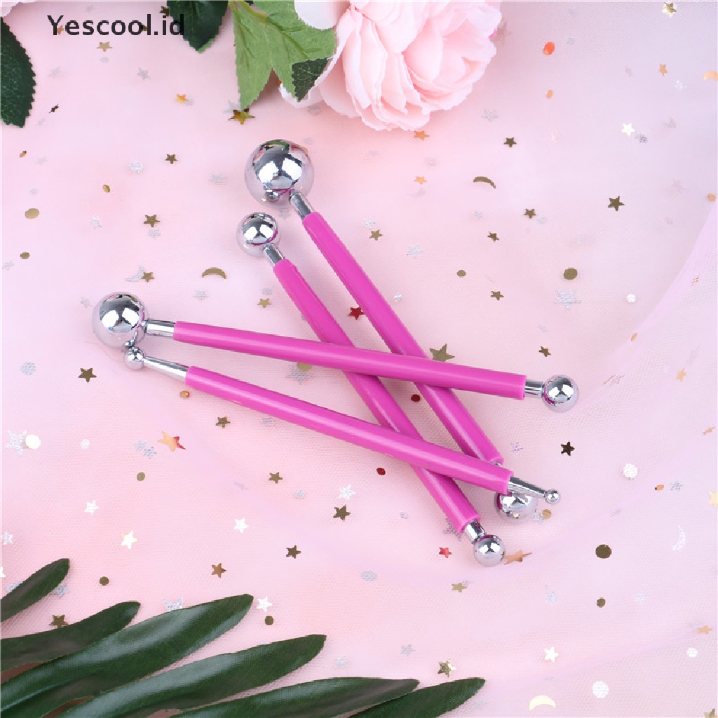 【Yescool】 4 PCS Fondant Cake Decorating Pen Metal Ball Flowers Sugar Craft Modelling Tools .