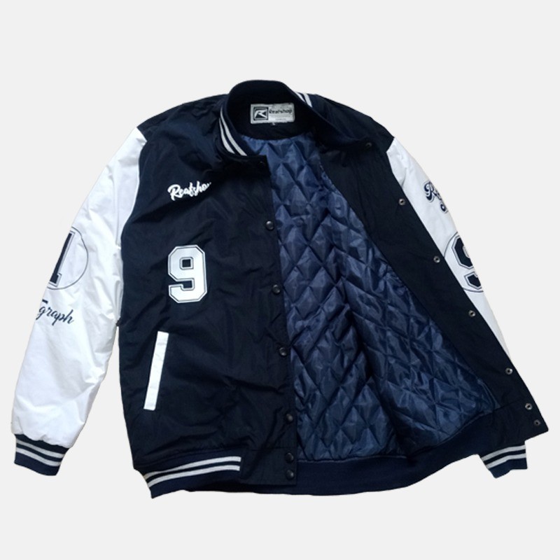 Jaket Pria Wanita Bomber Varsity bolak balik