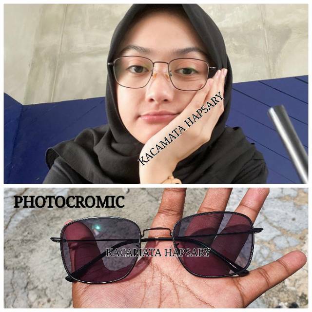 FRAME KACAMATA MINUS ANTI RADIASI | PAKET LENSA PHOTOCROMIC | KACAMATA PRIA WANITA K105 | ANTI UV