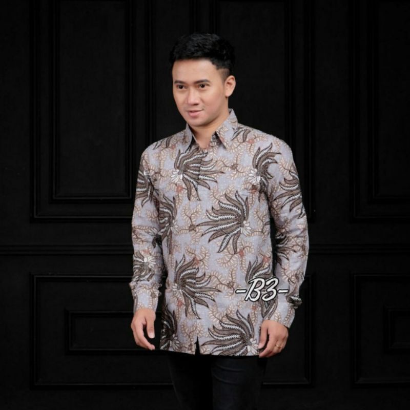 Batik Pria Lengan Panjang BATIK AZMIL HRB 026 motif KERATONAN