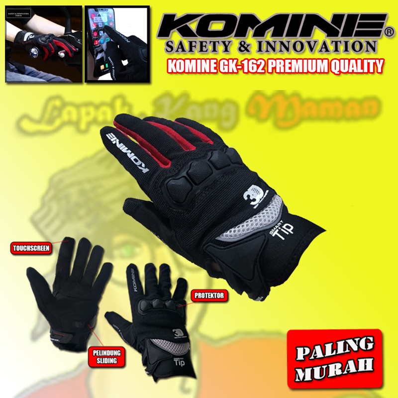 Sarung Tangan Motor Touch Screen Glove Mesh Komine GK 162 Gloves Full Finger Premium