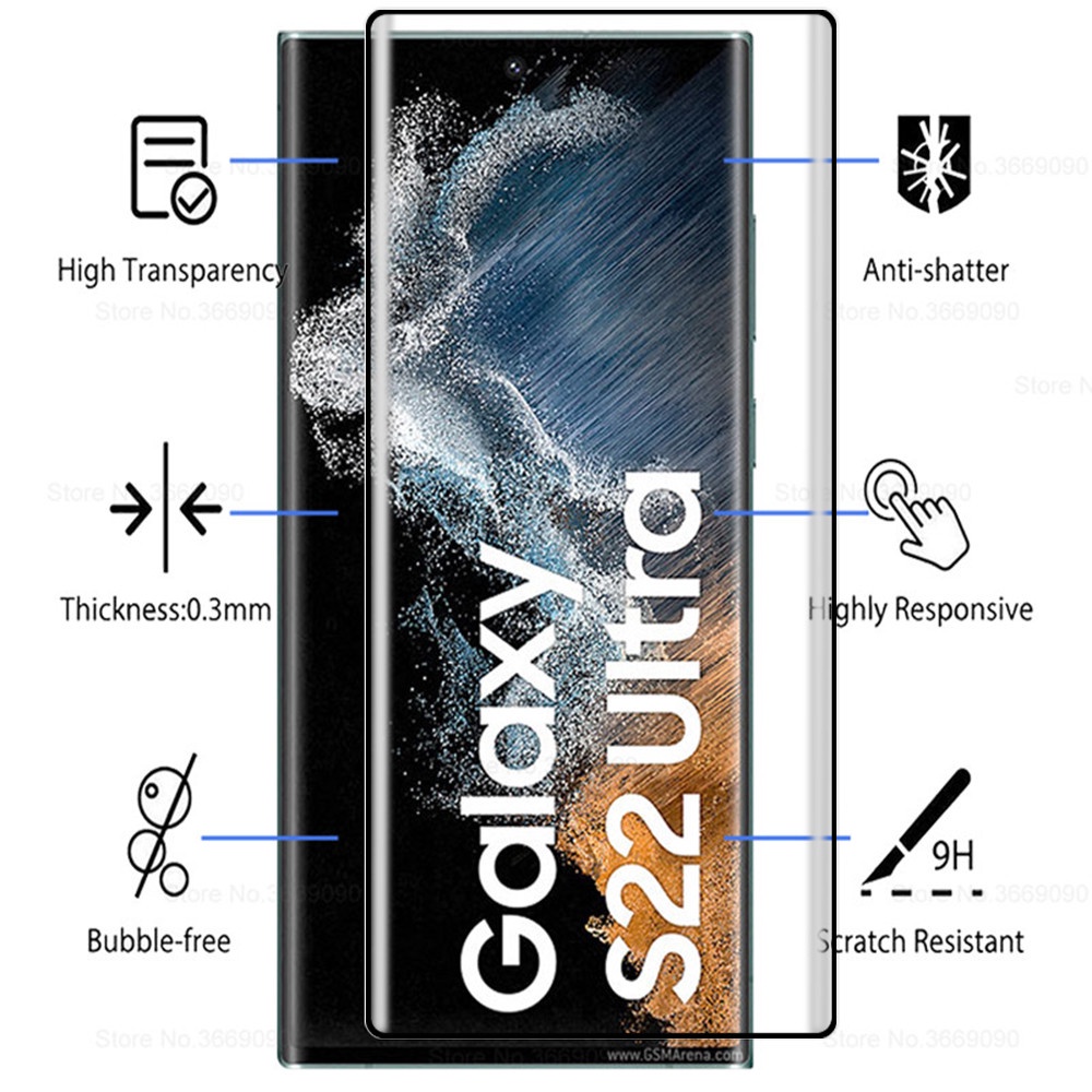 Pelindung Layar Tempered Glass 9d Lengkung Untuk Samsung Galaxy S22 / S22