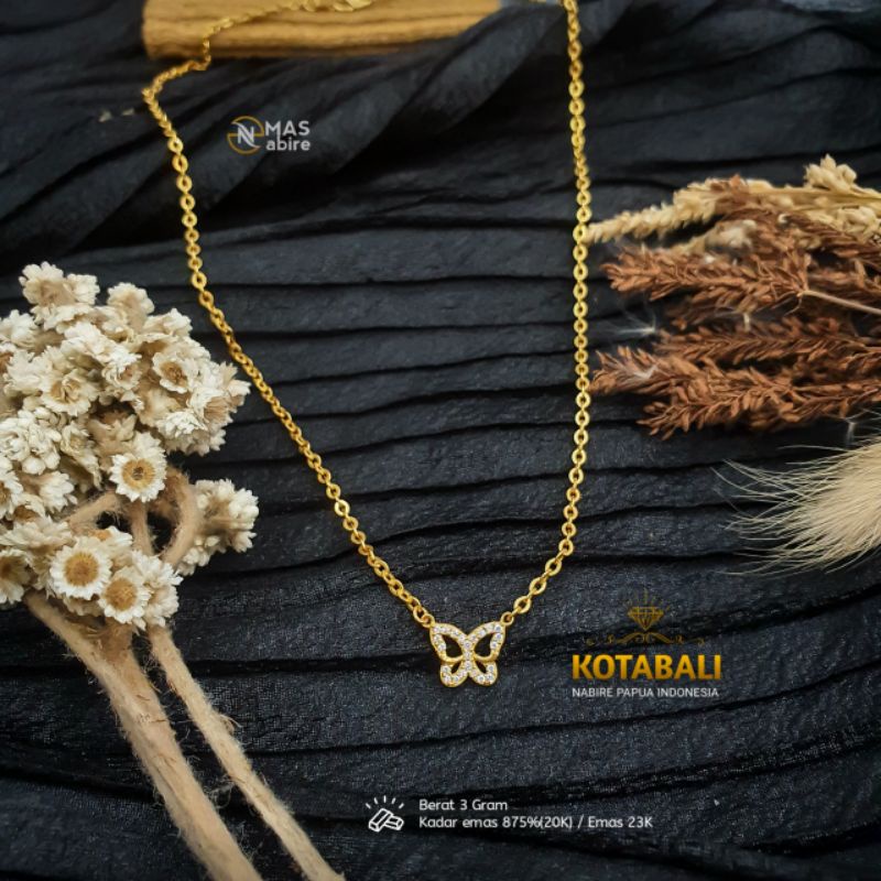 Kalung Mainan kupu-kupu emas kadar 875% | emasnabire papua