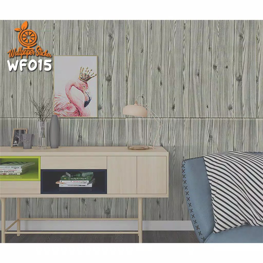 Wallpaper Dinding 3D Foam Motif Kayu Wood Grey/Abu 70 x 70 CM Dekorasi Dinding Kamar Murah Tebal 5mm