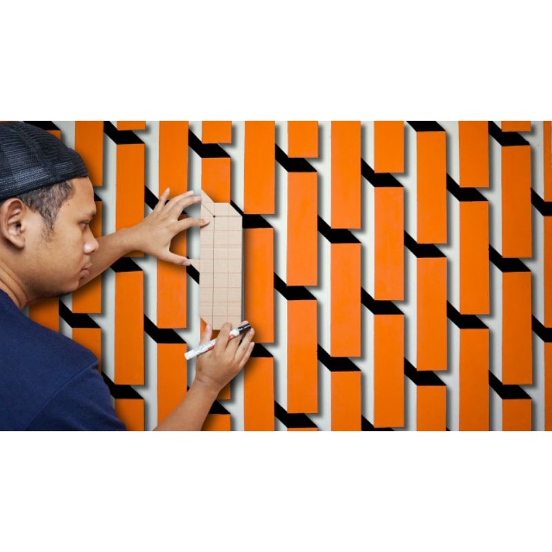 Mal Dekorasi Dinding 3D / Pola Untuk Mengecat Tembok motif 3D / Pengganti Wallpaper Dinding