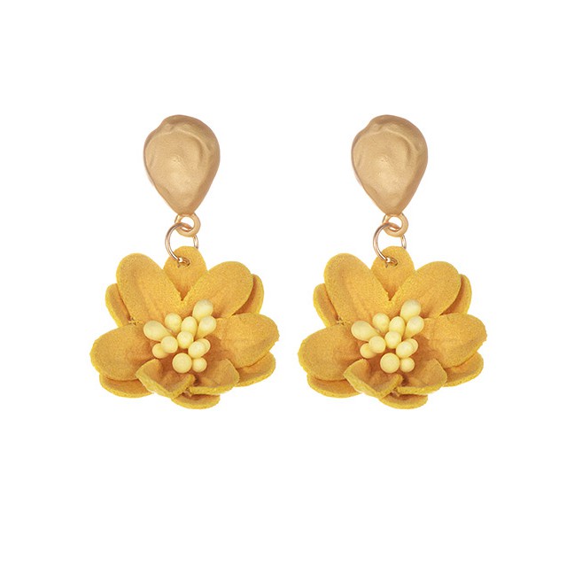 LRC Anting Tusuk Fashion Alloy Dripping Fluffy Flower Earrings F3328X