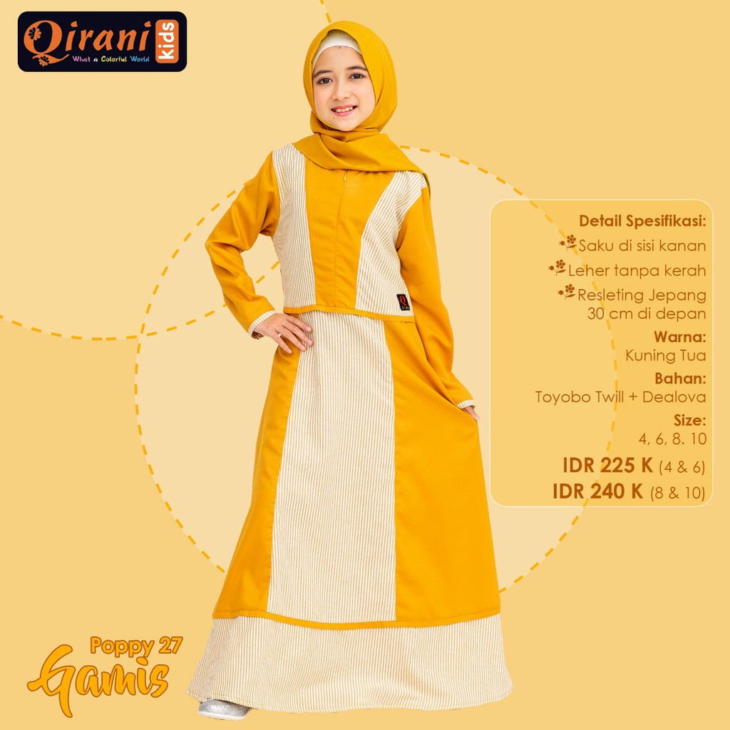 SARIMBIT 004 - SET GAMIS ANAK + HIJAB QIRANI POPPY 27