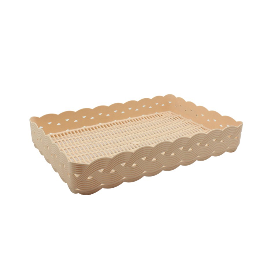 Claris Keranjang Anyaman Nampan Wadah Tray Rota Travessa Besar Plastik Motif Rotan Plastic 0562