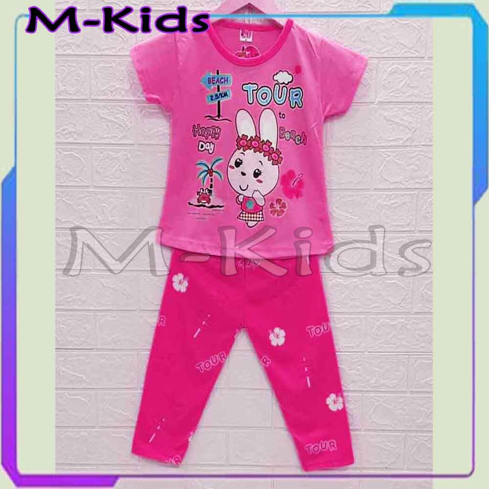 MKids88 - Baju Setelan CP Anak Perempuan Gambar Bunny Tour