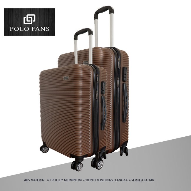 Paket 2in1 Termurah Koper Fiber ABS Hardcase dapat dua koper 20 dan 24 inch Polo Fans - COKLAT