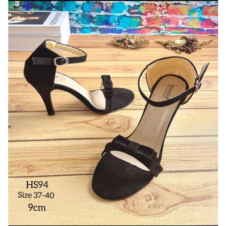 ABBUSHOES HS 94  High Heels Wanita Untuk Pesta Bahan Suede 9cm