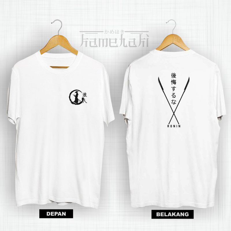 Baju Kaos Distro Jepang RONIN NAGINATA db. Kaos Tulisan Jepang / Kaos Samurai / Kaos Anime Cosplay