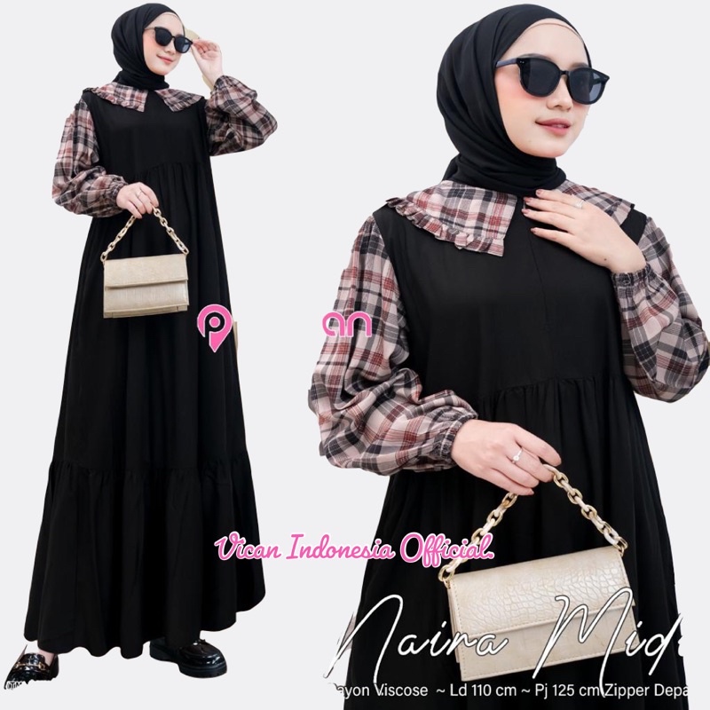 [VICAN] NEW GAMIS WANITA NAIRA MIDI DRESS NEW ARRIVAL ORIGINAL BY PINKAN