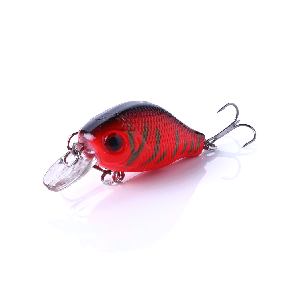 Hengjia 1pc Umpan Pancing Hardlure Tiruan Bentuk Ikan 5.5CM 8G Dengan Kail Treble 8# Umpan Pancing Crankbait Dengan Kail Treble