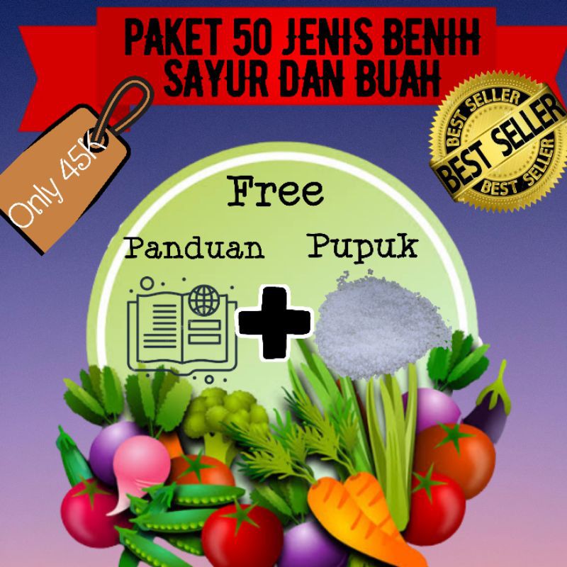 paket 50 jenis benih sayur dan buah