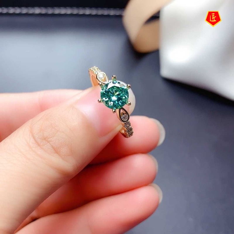 [Ready Stock]Creative Personality Green Moissanite Ring