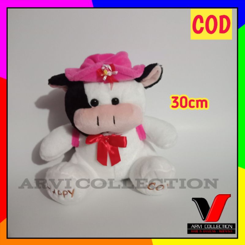 Boneka Sapi Ukuran M tinggi 30cm Boneka Lucu Membawa Tas Yang Imut Dari Toko Boneka Arvi Collection