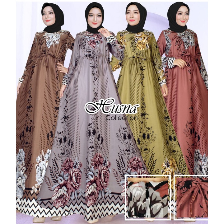 Mula Store - Gamis Maxmara Husna - Gamis Mawar Premium - Gamis Busui Dress - Gamis Acara Pesta - Gam
