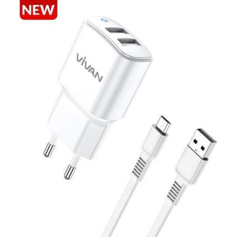 Vivan VP01 3.1A Dual USB Charger with Micro USB Cable