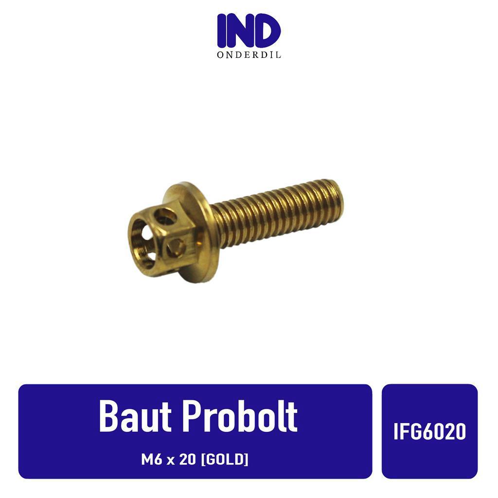 Baut-Baud Probolt-Pro Bolt Emas-Gold M6x20-6x20-M 6 x 20-M6 Kunci 8-K8