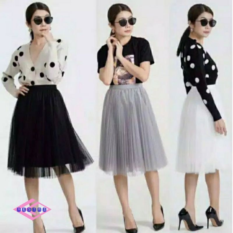 AESTRI Rok tutu tile/ rok tutu dewasa pendek mekar hitam abu putih navy moca pink krem