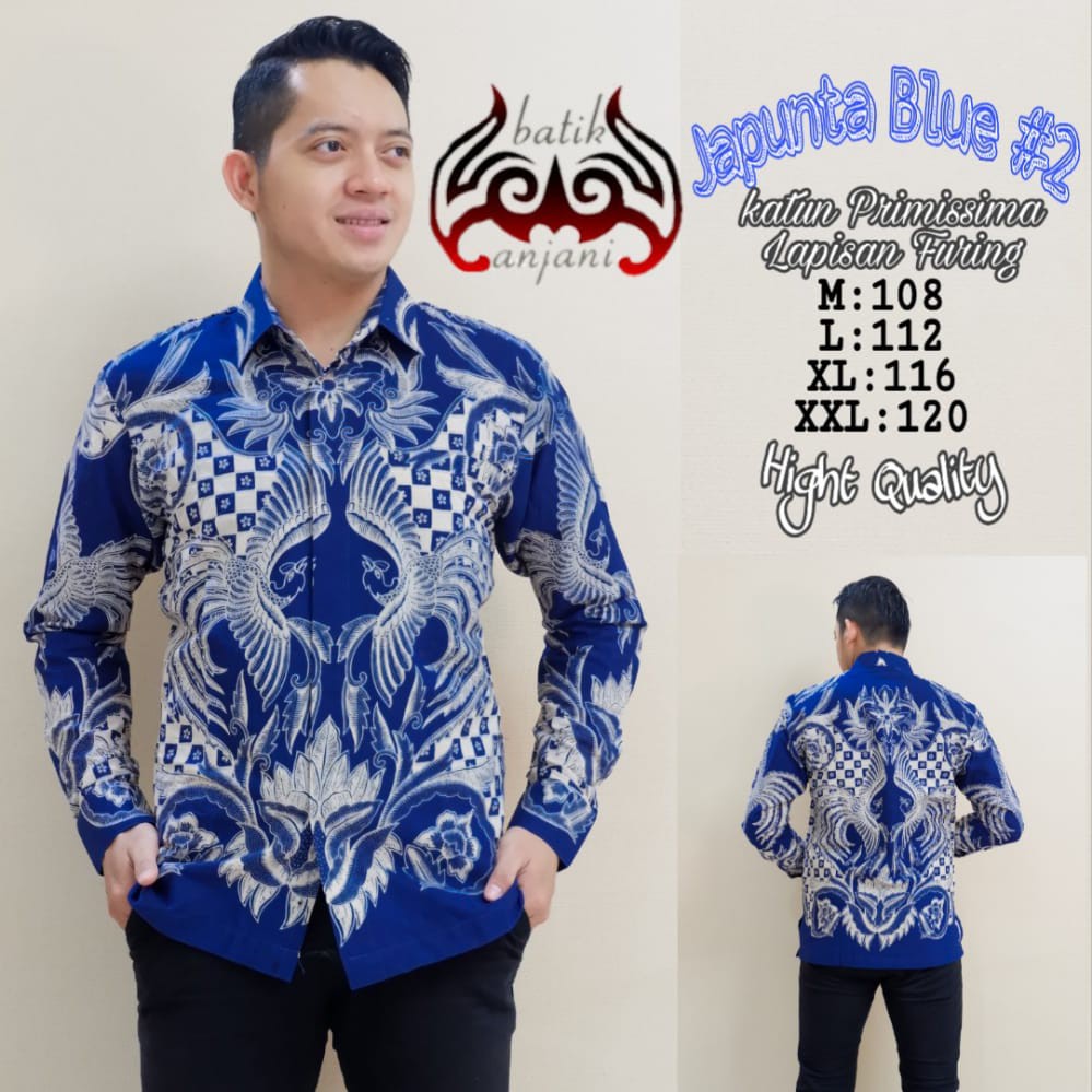 Batik Pria JAPUNTA BLUE #2 Kemeja Full Furing Bahan Katun Primisima