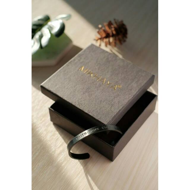 GELANG ROHANI AKSESORIS KRISTEN FAITH HOPE LOVE HITAM