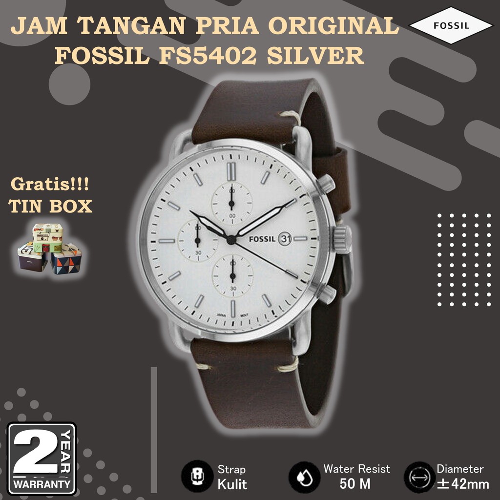 TERLARIS FOSSIL FS5402 SILVER | JAM TANGAN PRIA FOSSIL ORIGINAL