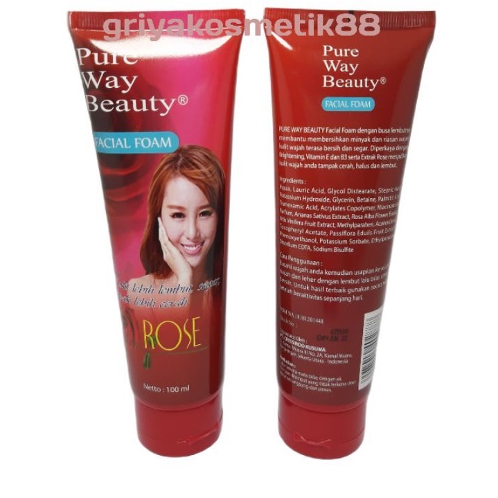 FACIAL FOAM ROSE PURE WAY BEAUTY BPOM 100ML