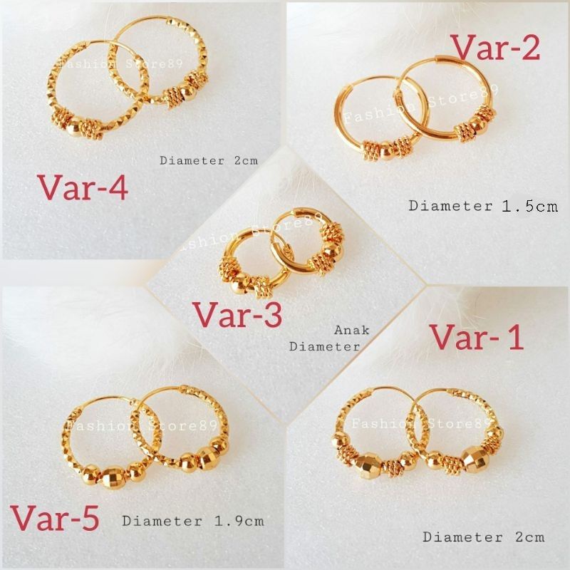 Anting Bulat jepit xuping import lapis emas 18k