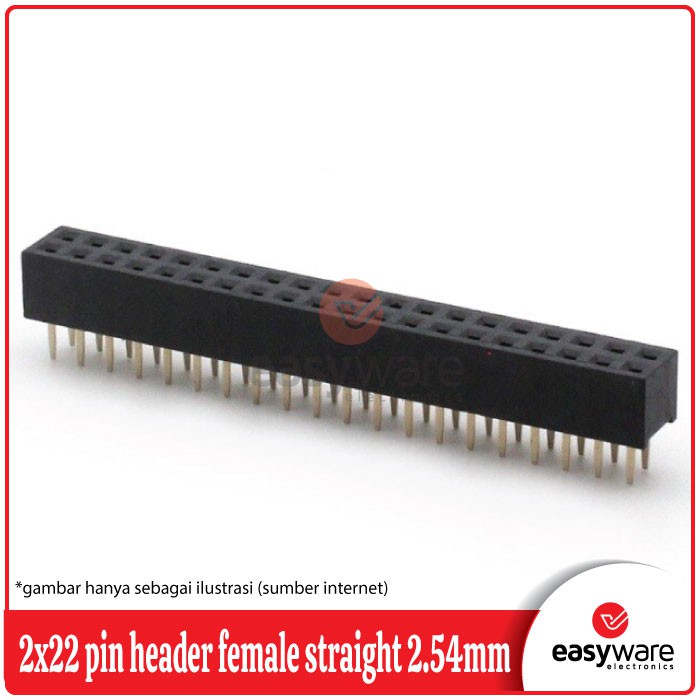 2x22 pin header female straight 2.54mm