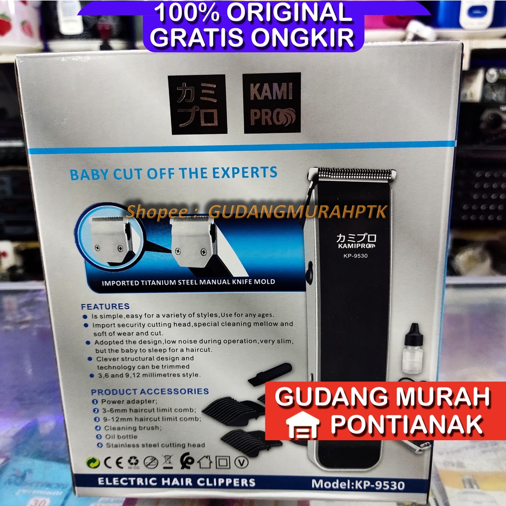 Hair Clipper Alat Cukur Rambut potong rambut Portable Mesin pencukup Rambut KAMIPRO 9530 Charge Bisa Bawa Jalan jalan