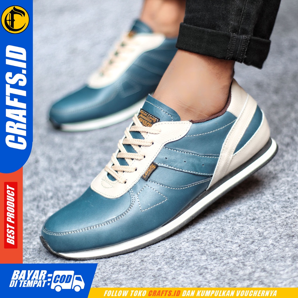 Sepatu Sneakers Pria Sepatu Casual Pria Kulit Asli Sepatu Kerja Kuliah Kondangan Sepatu Hitam Pria CRAFTS ZELAL