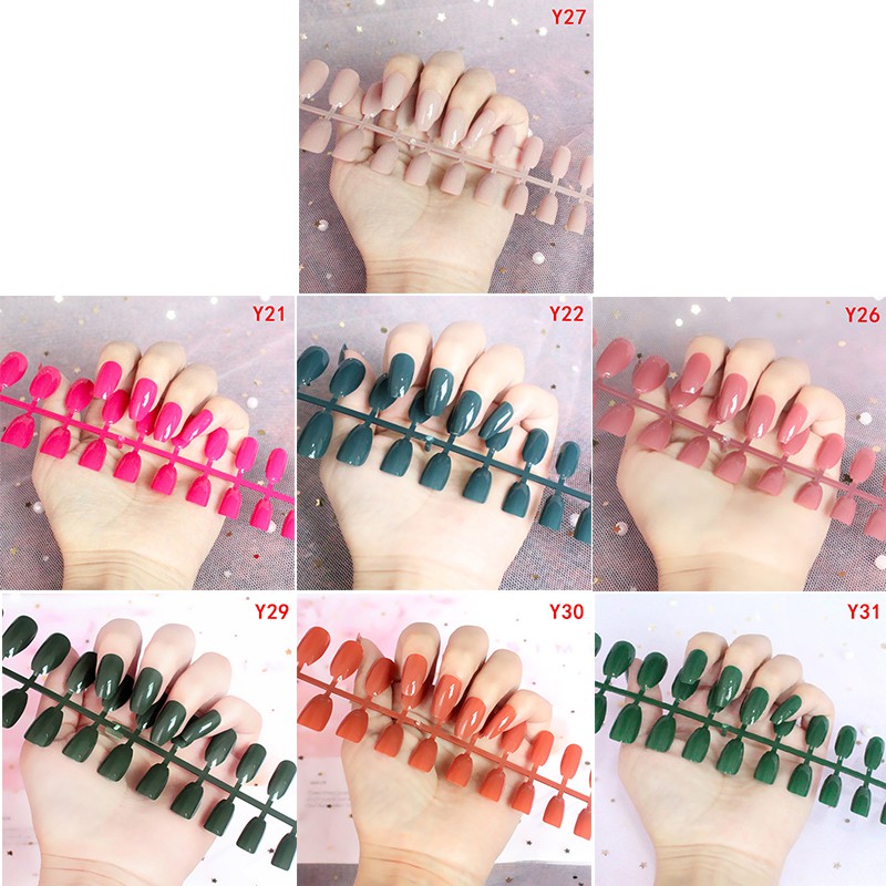 COD 24Pcs Kuku Palsu Bahan Akrilik untuk Nail Art