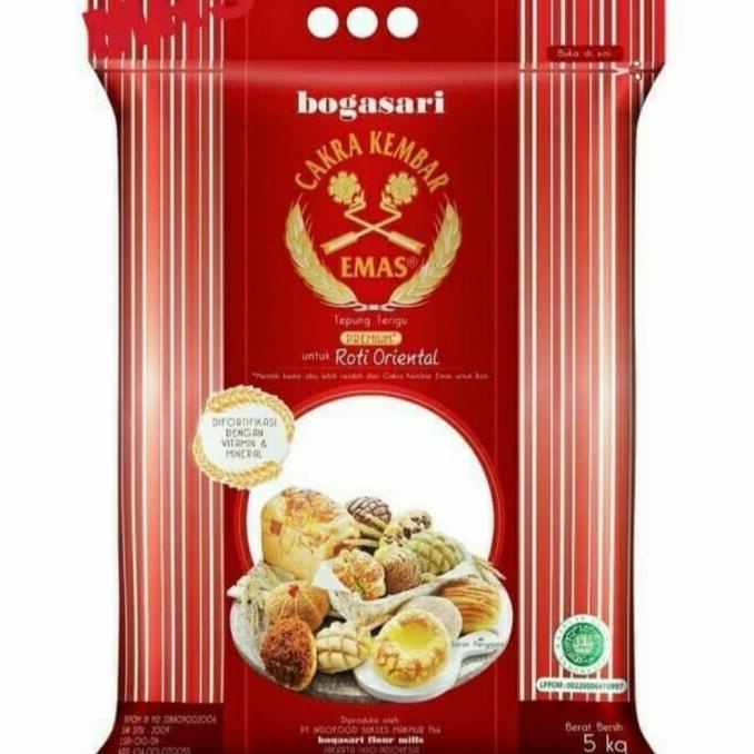 

Tepung Cakra kembar emas premium roti oriental 5 kg
