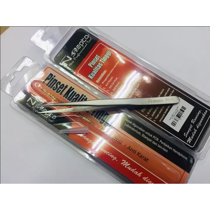 Original Nepto Pinset Tweezer Banyak Jenis Lurus Bengkok P1 dan ST Series