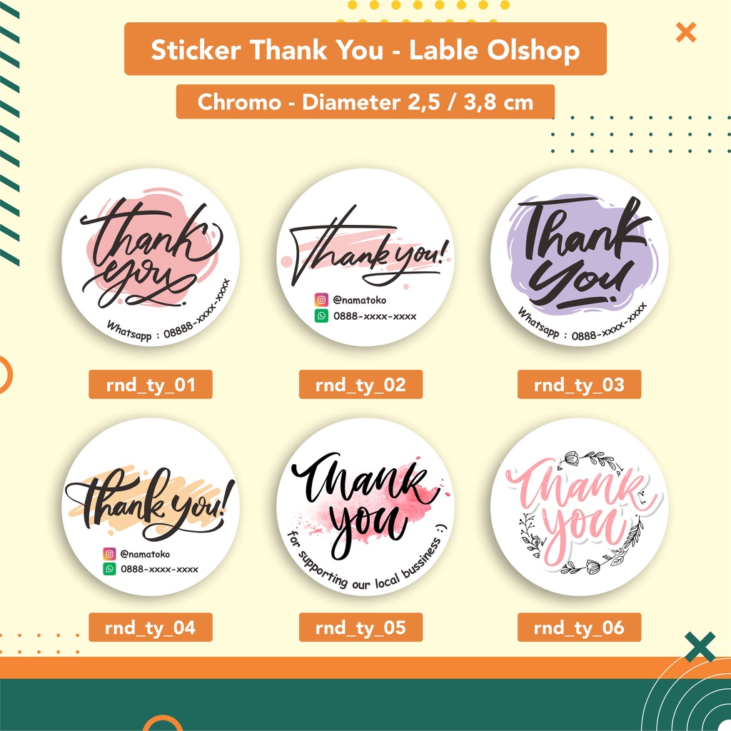 

1pcs STICKER THANK YOU / STIKER LABEL TERIMA KASIH / THANKYOU LABEL FOR OLSHOP