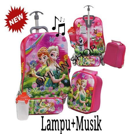 TAS Trolley 6 Roda 4in1 FROZEN Pelangi LAMPU +MUSIC - LBKP
