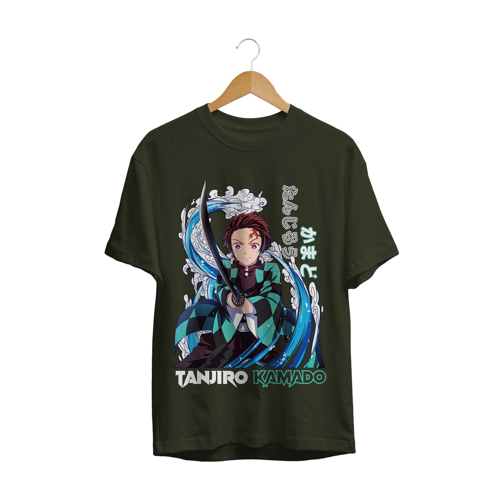 KAOS T-SHIRT ANIME KAMADO TANJIRO WAVE BLUE  MANGA JAPAN ORIGINAL DISTRO