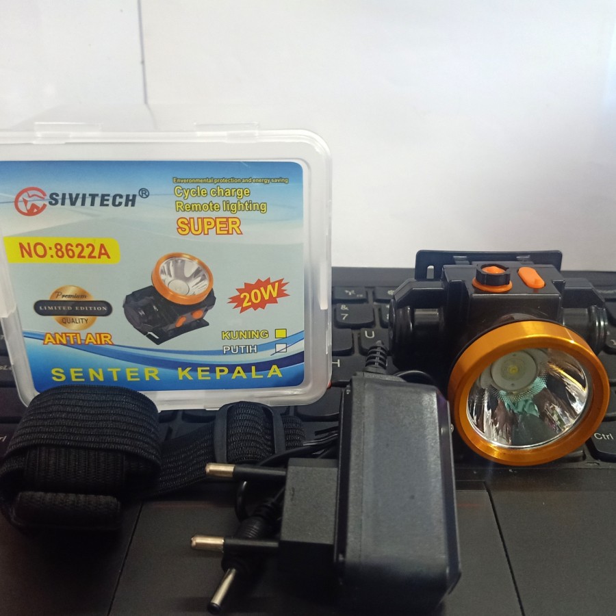 Senter Kepala 20w 30w 50w 80w Putih dan Kuning Anti Air Sivitech Nyala Terang Waterproof